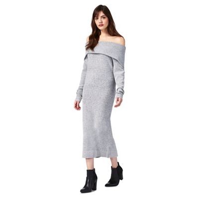 Grey knitted bardot dress
